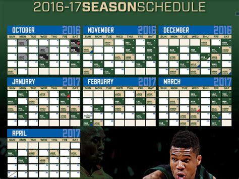 They will also play nine games on NBA TV. . Espn bucks schedule
